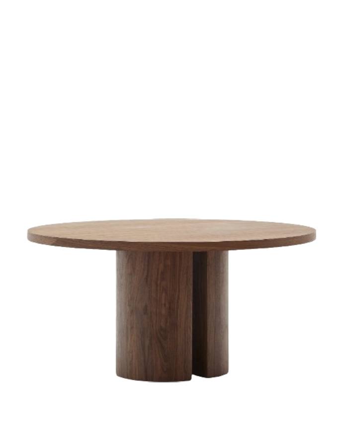 Table ronde Nealy en placage de noyer, finition foncée Ø 150 cm