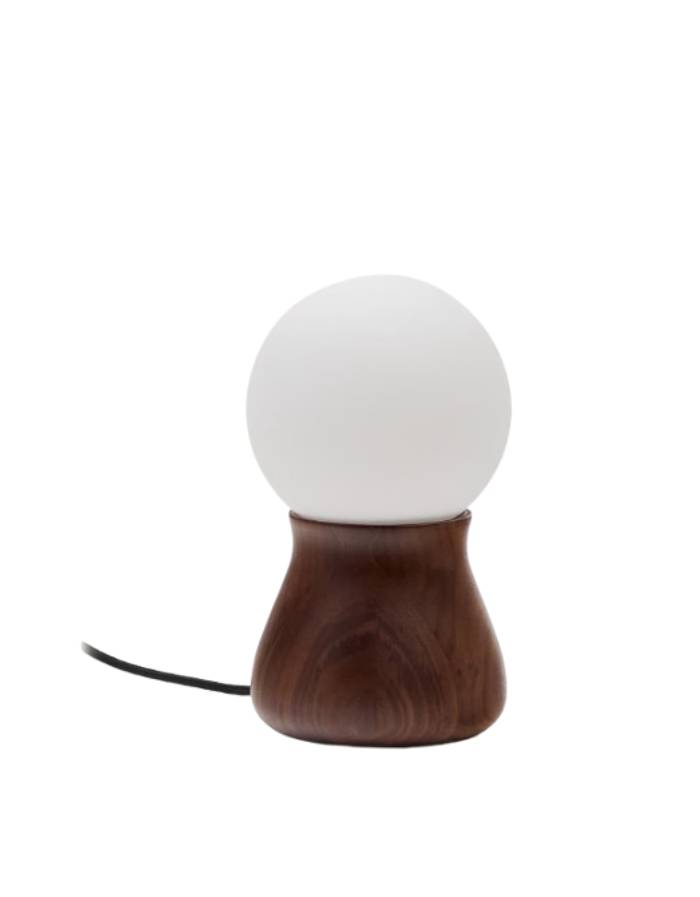 OKENI Lampe de table en bois de noyer et verre