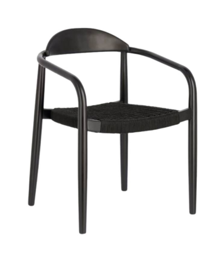 NINA  NOIRE Chaise en bois massif d'eucalyptus finition noir mat et