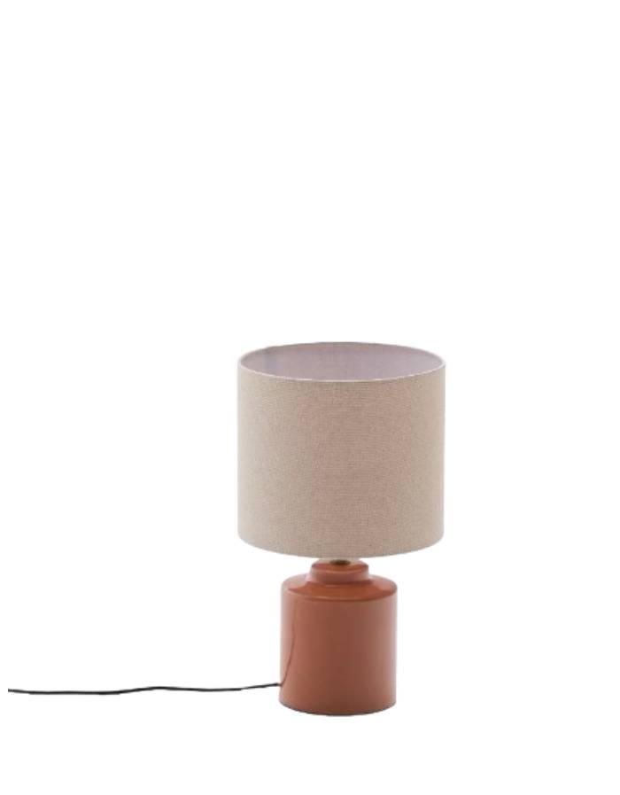 Lampe de table Daeli en céramique avec finition orange et coton beige