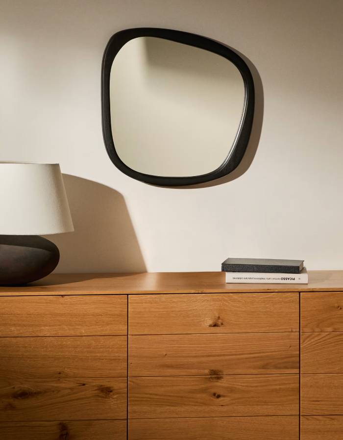 Miroir en bois Alura en teck noir 45,5 x 47 cm FSC 100%