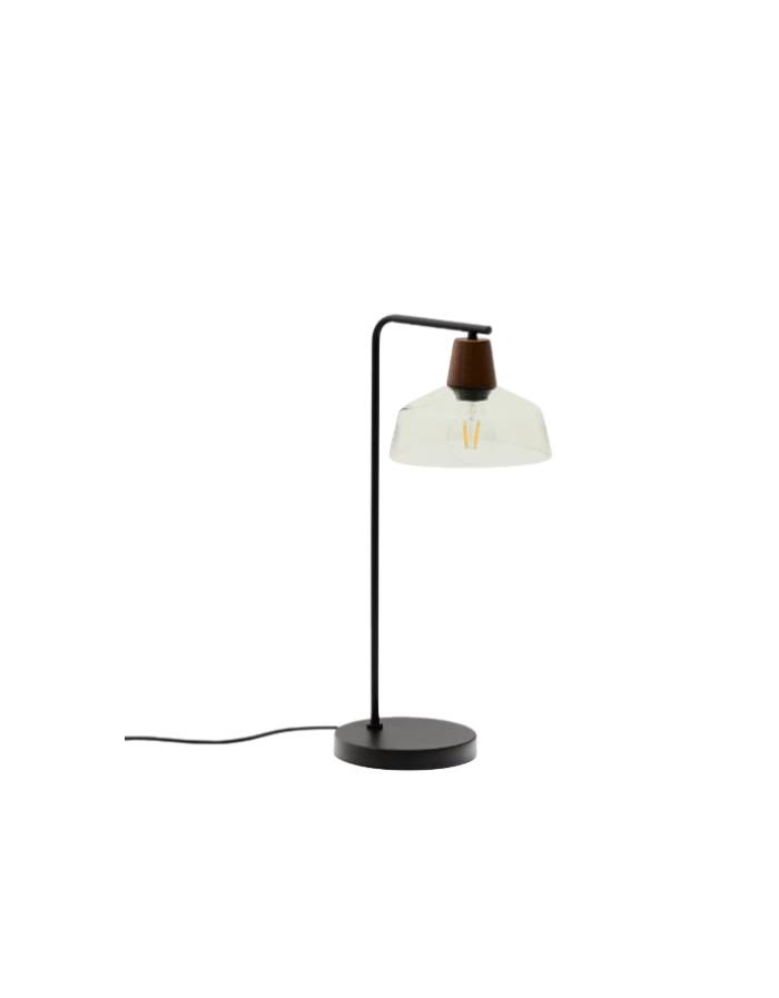 Lampe de table avec pied Silex en métal et verre vert