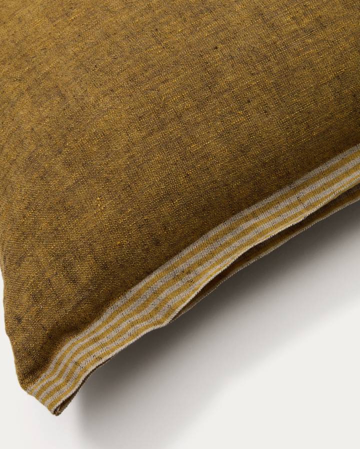 Housse de coussin Niven 100 % lin mélangé et rayures latérales 45X45