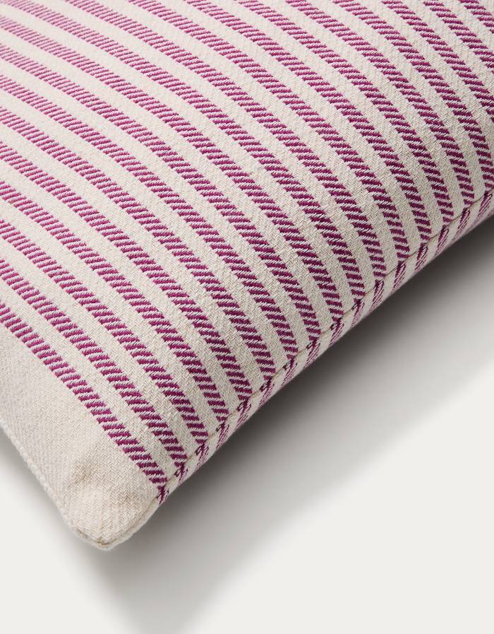 Housse de coussin Lioris en coton à rayures rose 60 x 40 cm