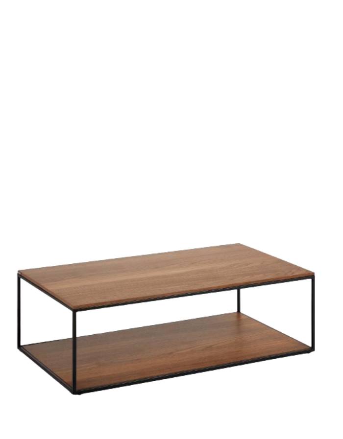 Table basse Yoana en placage de noyer et structure en métal noir 110