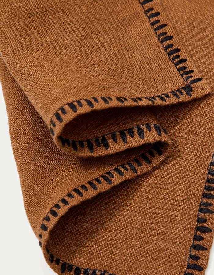 LLOSAR Ensemble  de 2 serviettes 100% lin marron avec