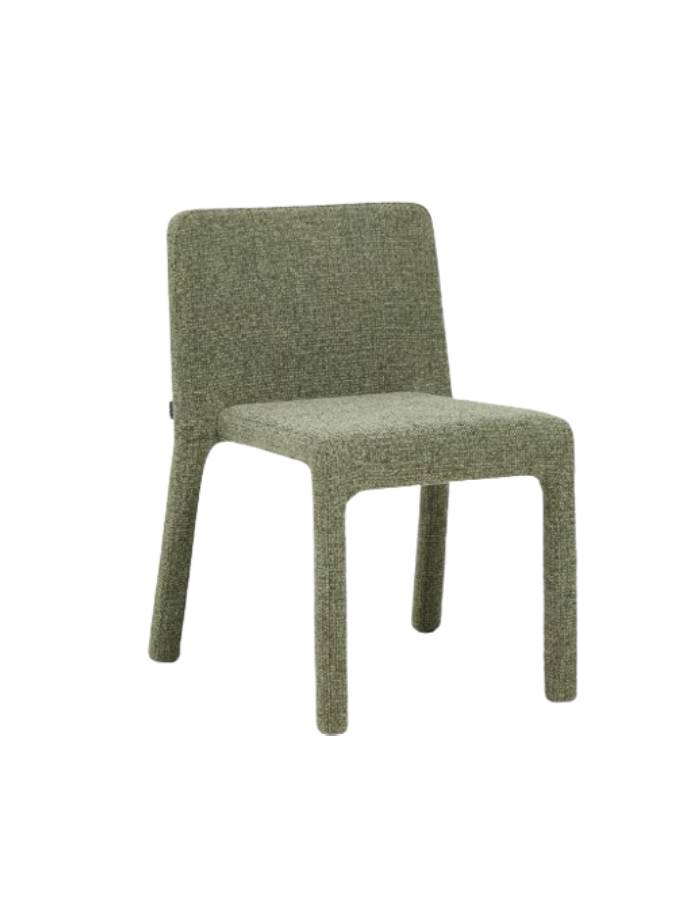 Chaise empilable Loria en chenille verte H76 cm L60.5 cm
