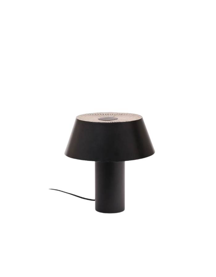 ANCARE Lampe de table  en métal noir et corde beige
