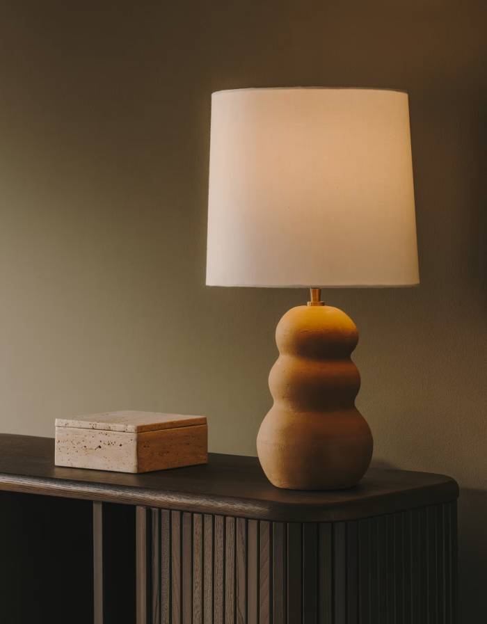 Lampe de table Madsen en terracotta et abat-jour blanc