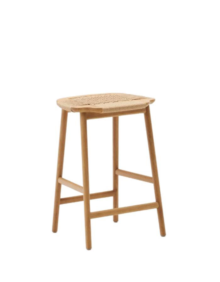 Tabouret  Enit corde papier beige bois  chêne