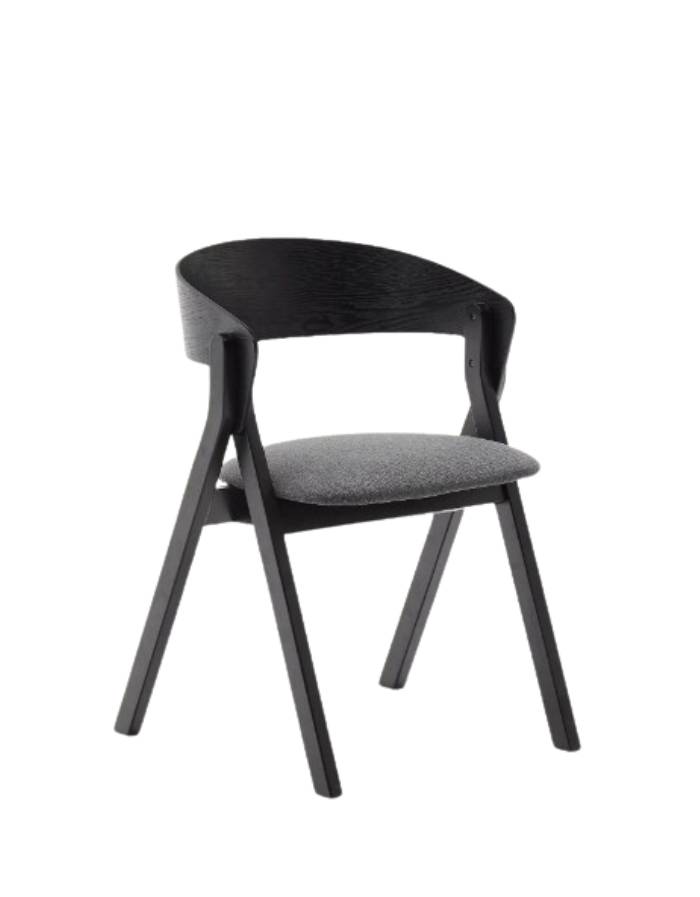 Chaise Godia en placage de frêne finition noire et tissu chenille