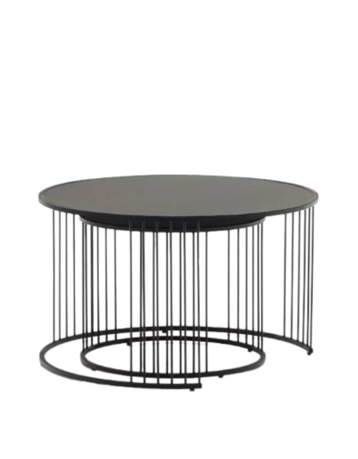 HADAR Lot de 2 tables appoint gigognes  verre trempé