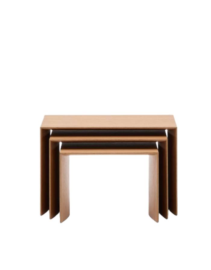 Ensemble Litto de 3 tables gigognes en placage de chêne 60 x 40