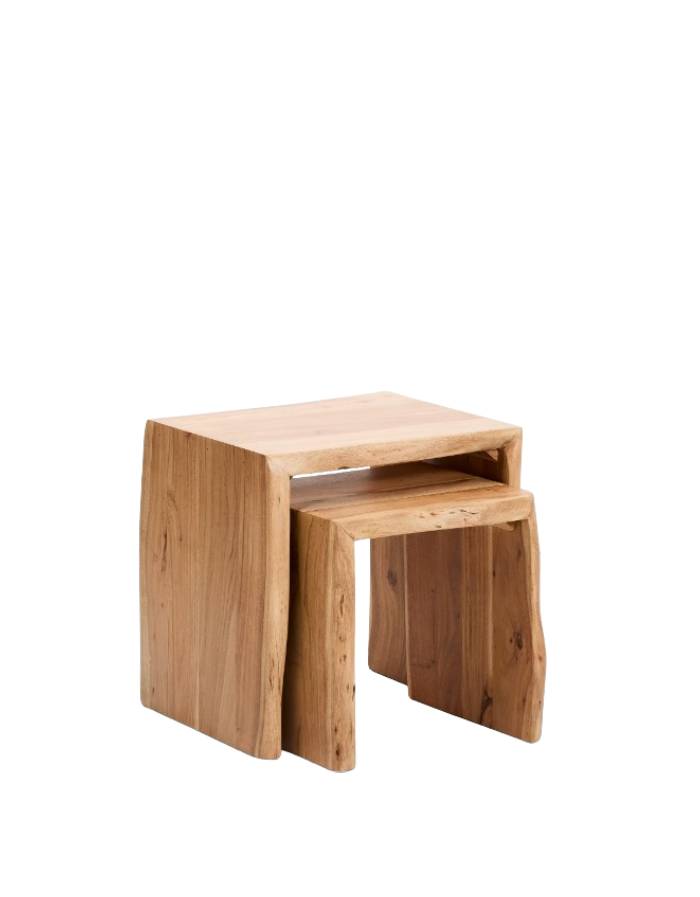 Ensemble Lomiri  2 tables auxiliaires gigognes  bois d’acacia H50 L50