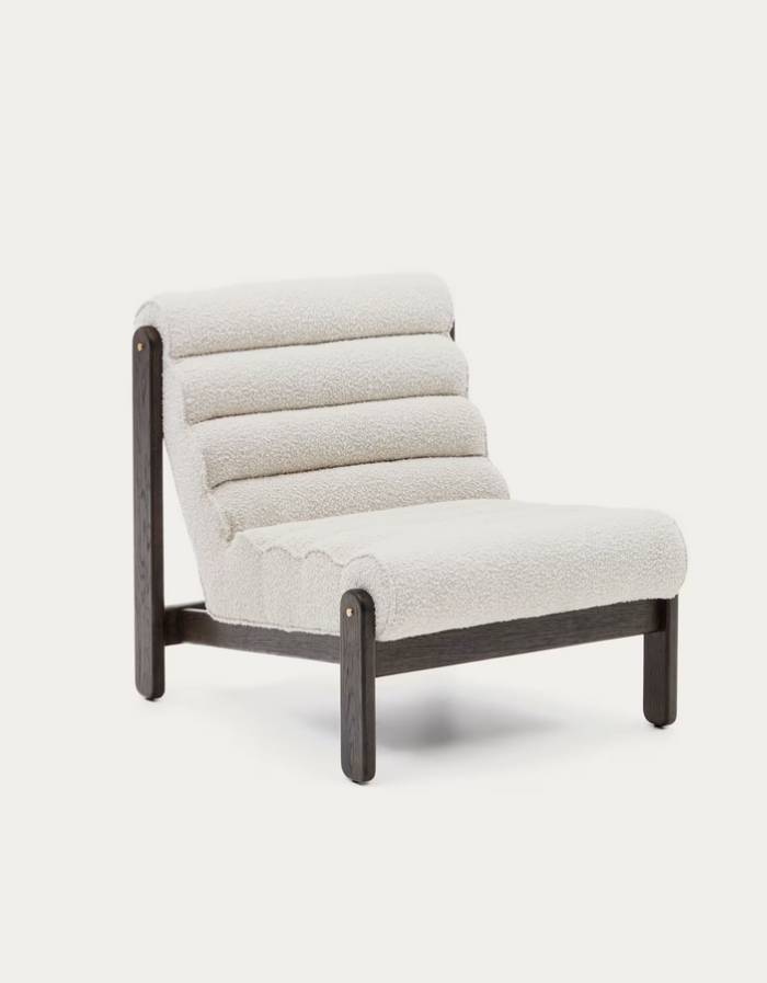 MAGIRA Fauteuil à bouclette blanc et en bois de chêne