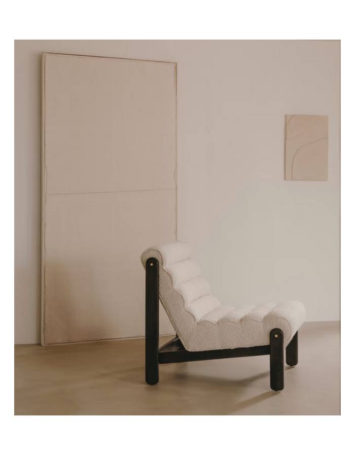 MAGIRA Fauteuil à bouclette blanc et en bois de chêne