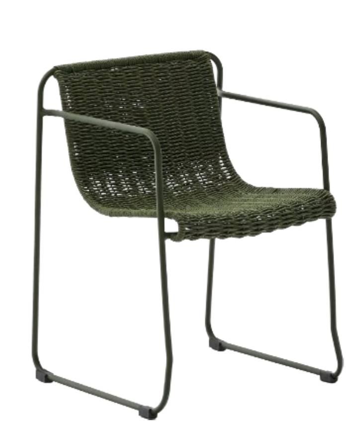 MAURINA Chaise  en acier galvanisé vert et corde vert