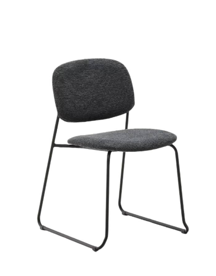 Chaise empilable Meli en chenille grise pieds  métal gris