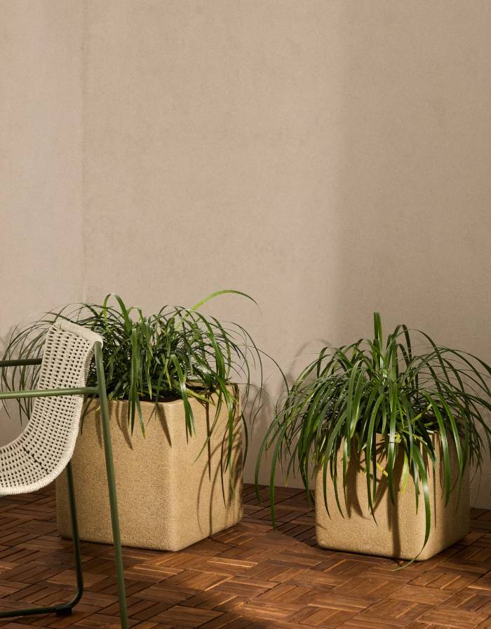 MINOA Set de 2 cache-pots  avec effet pierre moutarde