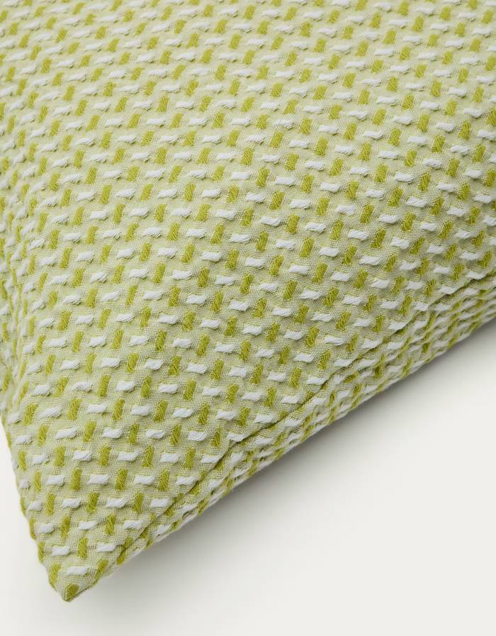 Housse de coussin Lunira en tissu gaufré verte 50 x 50 cm