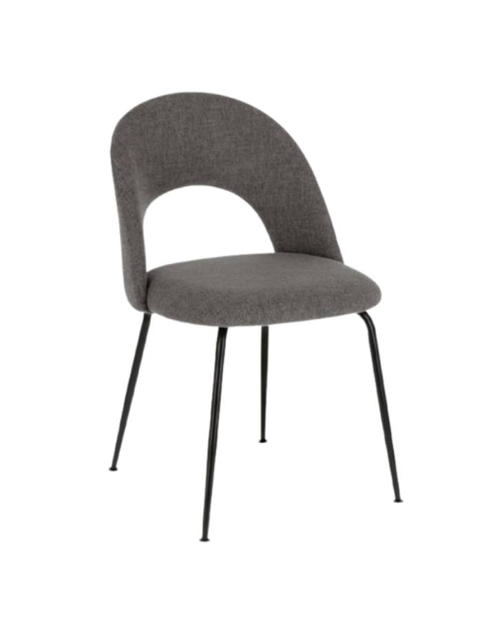 Chaise Mahalia gris foncé et pieds en acier peint en noir