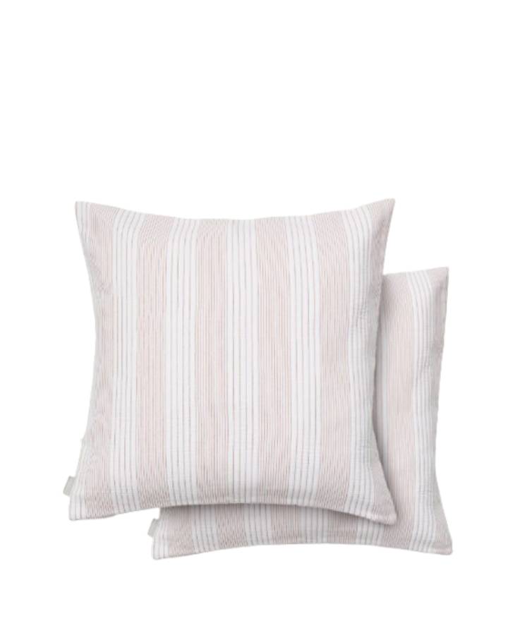 ENSEMBLE MACIE DE 2 HOUSSES DE COUSSINS 100% COTON A RAYURE 50X50