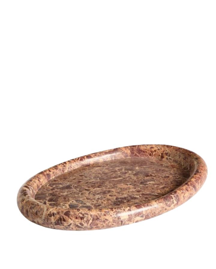 PLATEAU LENOREL EN MARBRE GRENAT 43 X 28 CM