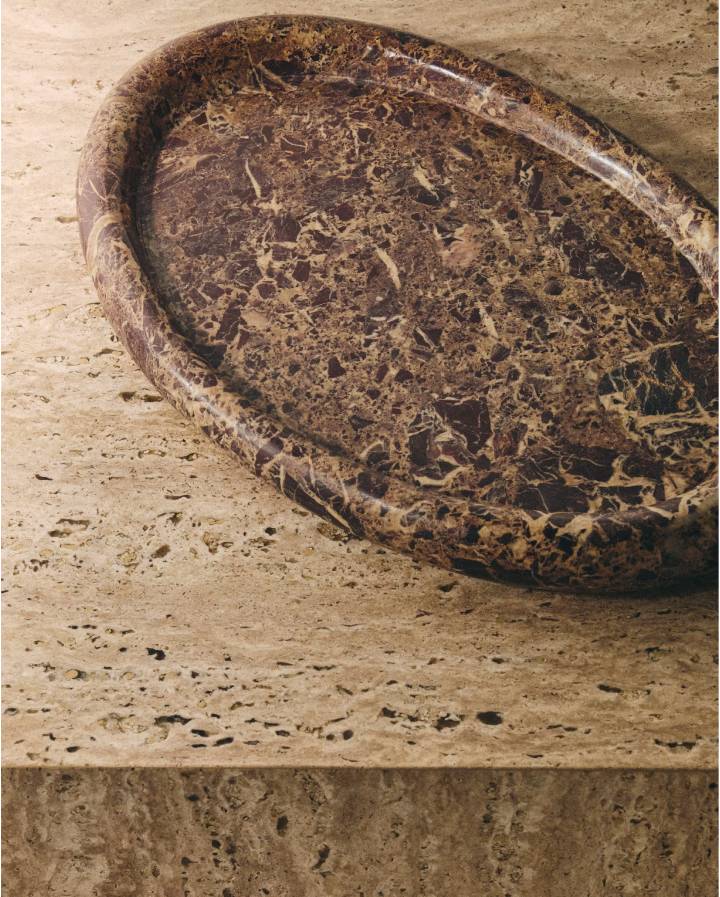 PLATEAU LENOREL EN MARBRE GRENAT 43 X 28 CM