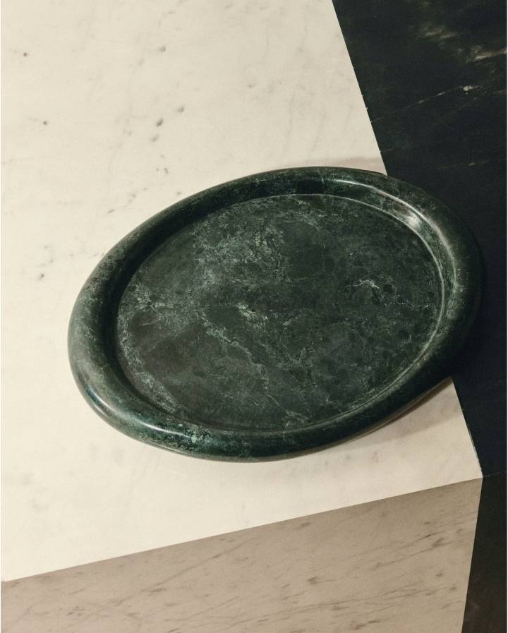 PLATEAU LENOREL EN MARBRE VERT 30 X 23 CM