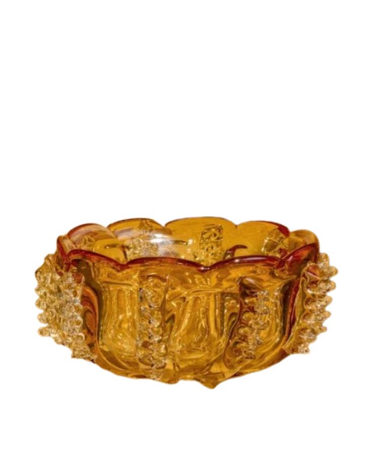 CENTRE DE TABLE NICORA EN VERRE ORANGE 30 CM