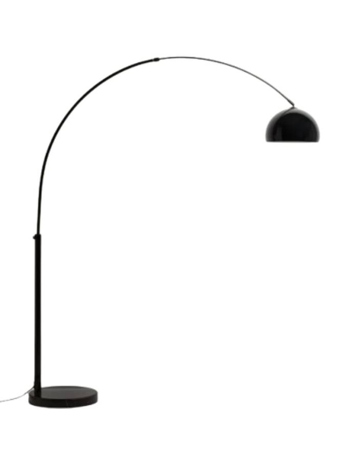 LAMPADAIRE MADALI EN ACIER AVEC FINITION NOIR BRILLANT ET MARBRE