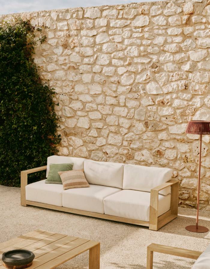 CANAPE 3 PLACES AMBRA EN BOIS D'ACACIA AVEC FINITION CLAIRE 249 CM
