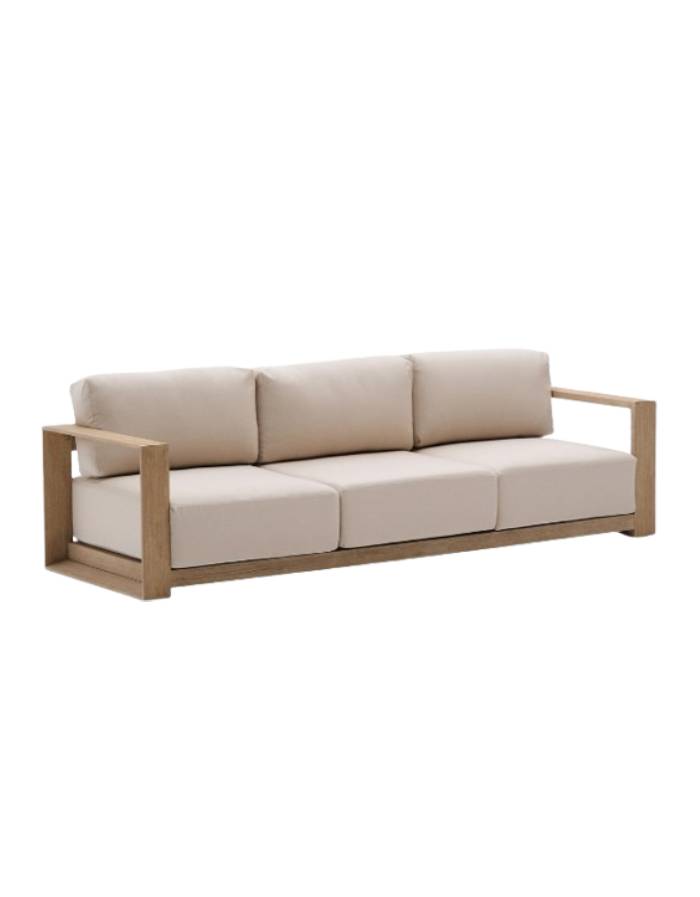 CANAPE 3 PLACES AMBRA EN BOIS D'ACACIA AVEC FINITION CLAIRE 249 CM