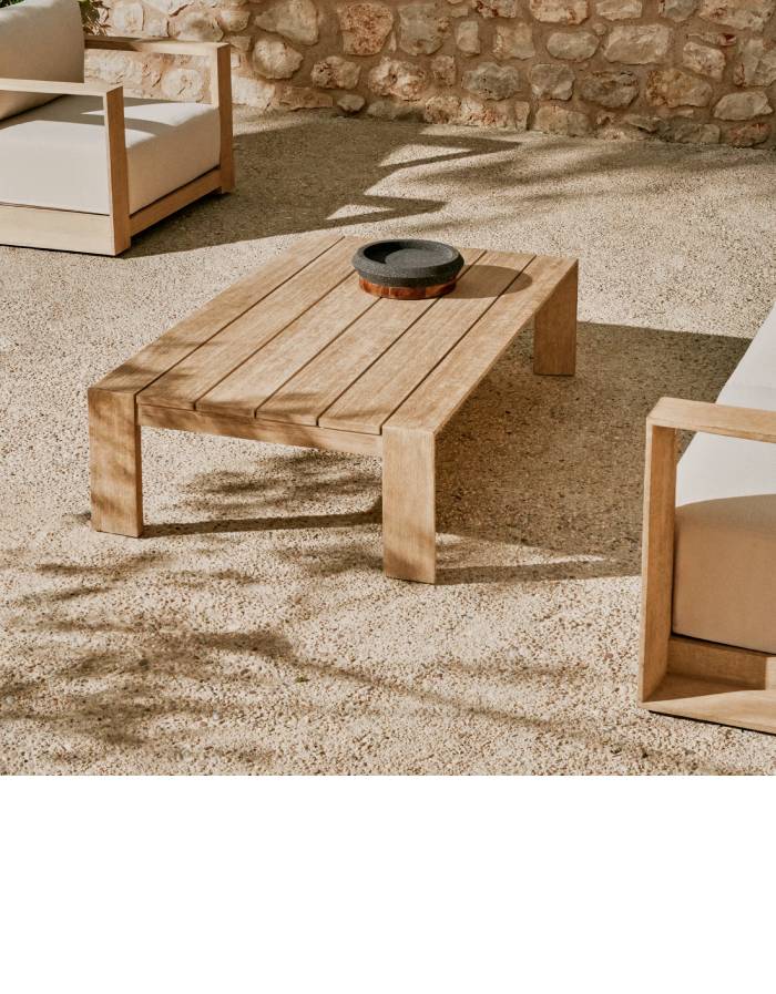 TABLE BASSE AMBRA EN BOIS D'ACACIA AVEC FINITION CLAIRE 82.5 X 140 CM
