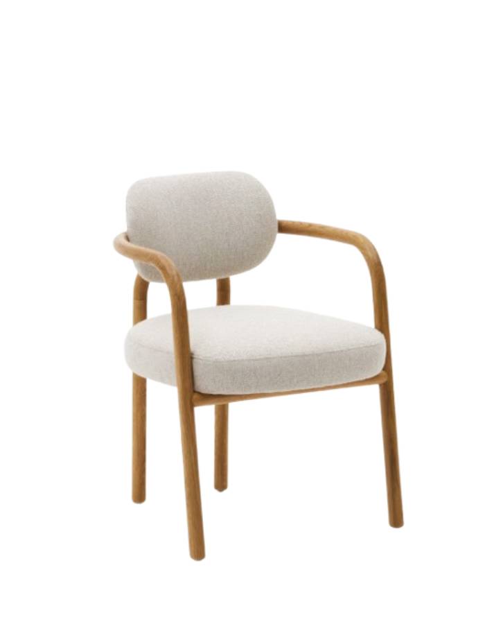 CHAISE MELQUI BEIGE EN BOIS DE CHENE AVEC FINITION NATURELLE