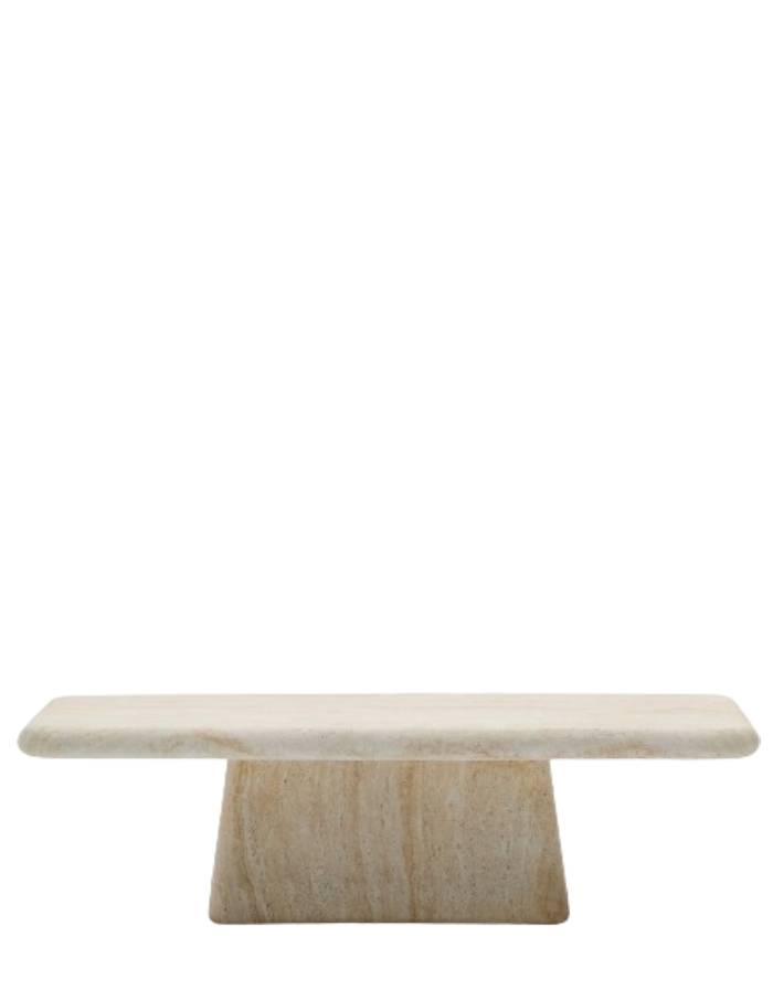 TABLE BASSE DRASI EN CIMENT AVEC FINITION TRAVERTIN 140X70
