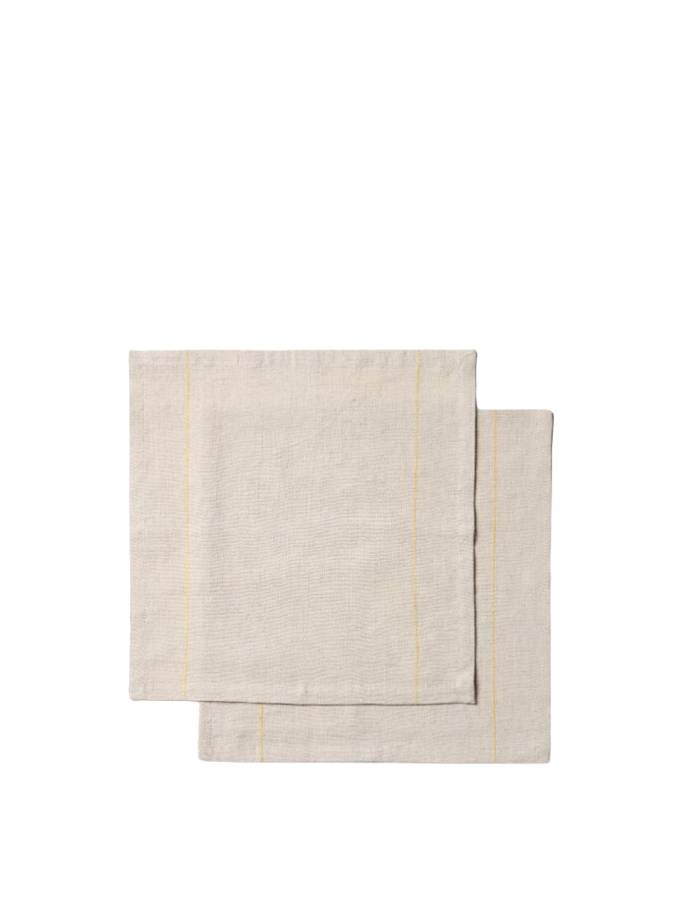 ENSEMBLE ULAEN DE 2 SERVIETTES EN COTON ET LIN A RAYURE