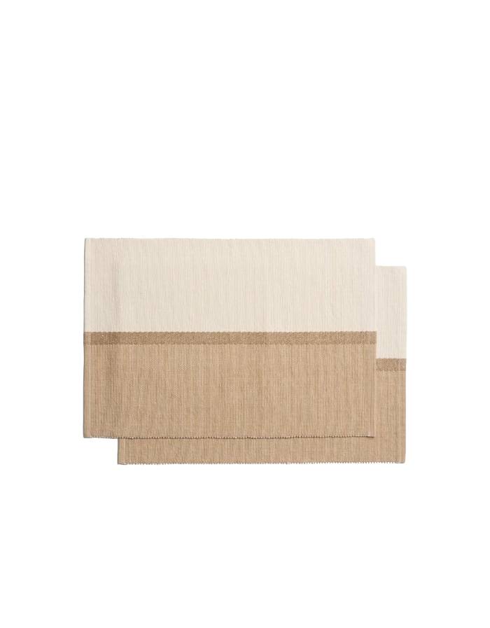 ENSEMBLE TARI DE 2 SETS DE TABLE 100% COTON BEIGE 35 X 50 CM