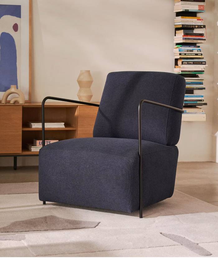 GAMER Fauteuil bleu et métal finition
