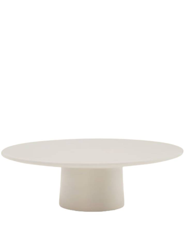 TABLE BASSE ALBANELLA EN CIMENT AVEC FINITION BLANC BRILLANT 110 CM