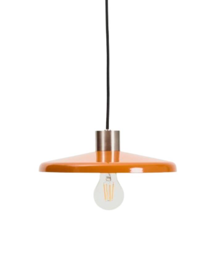 Suspension Nuvira en métal brossé gris clair et abat-jour orange