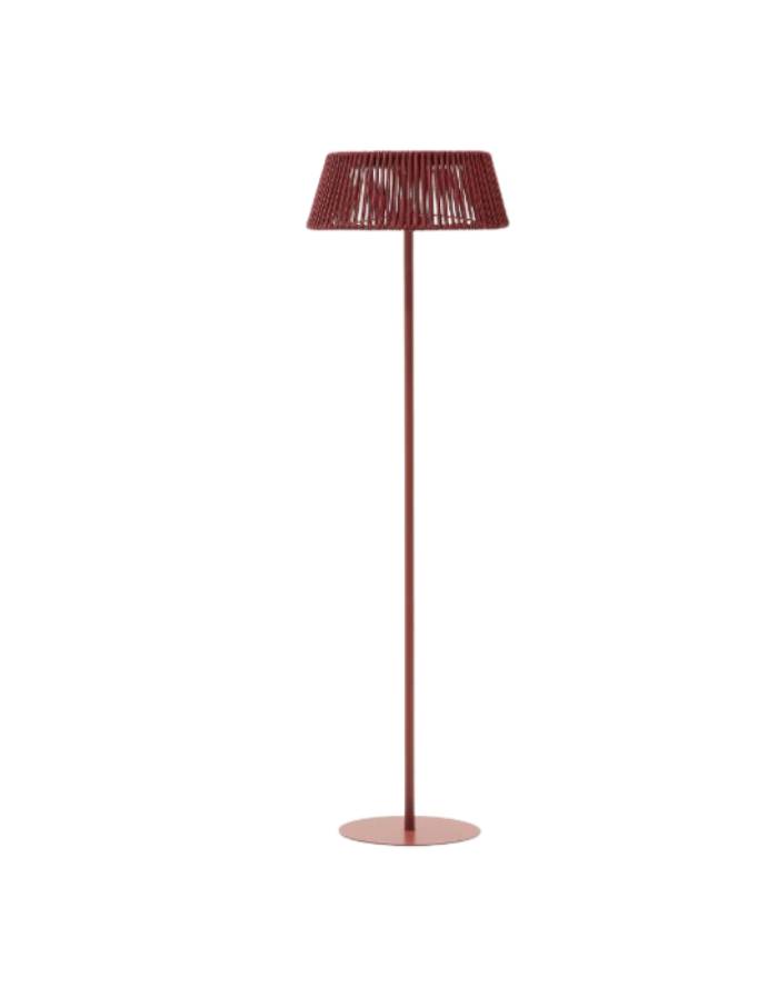 Lampadaire solaire d’extérieur Aldet en corde chinée terracotta