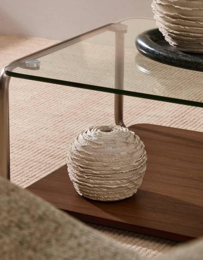 Vase Evania en céramique beige 15,5 cm