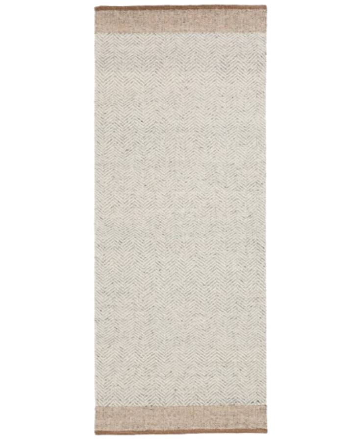 Tapis de couloir Nifelia jacquard en laine beige 200 x 80 cm