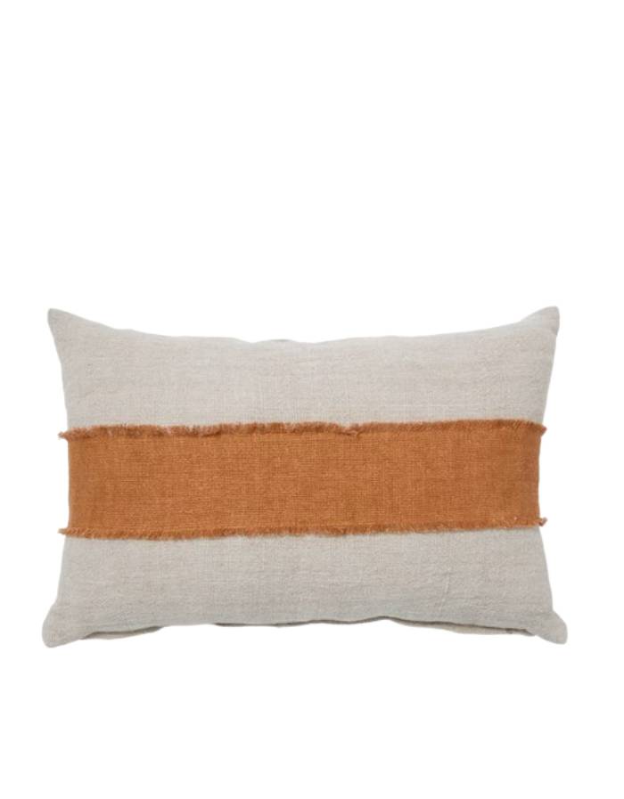 DAF Housse de coussin 100 % lin beige et terracotta