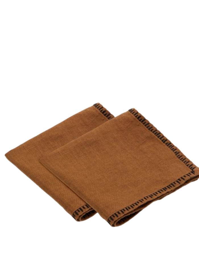 LLOSAR Ensemble  de 2 serviettes 100% lin marron avec