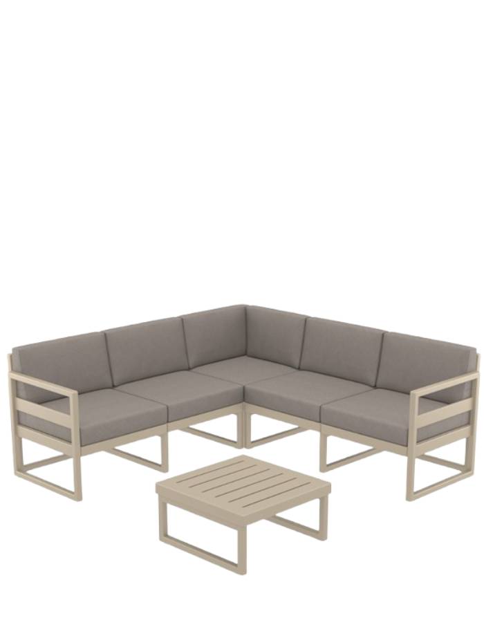 MYKONOS LOUNGE CORNER SET STRUCTURE TAUPE CUSHIONS TAUPE