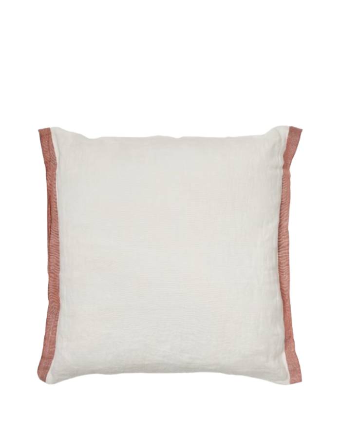 SUERTA Housse de coussin  100 % lin blanche et terraco