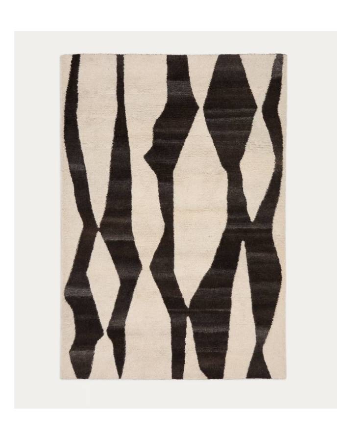 ELVAR Tapis en laine blanc et marron 160 x 230 cm