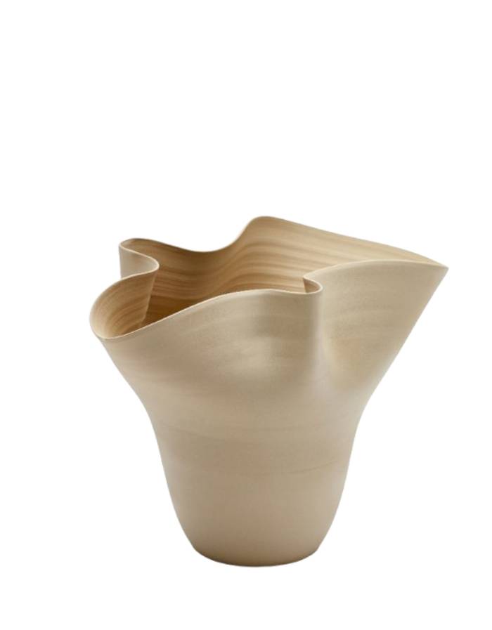 MACAIRE Vase en céramique beige Ø 26 cm